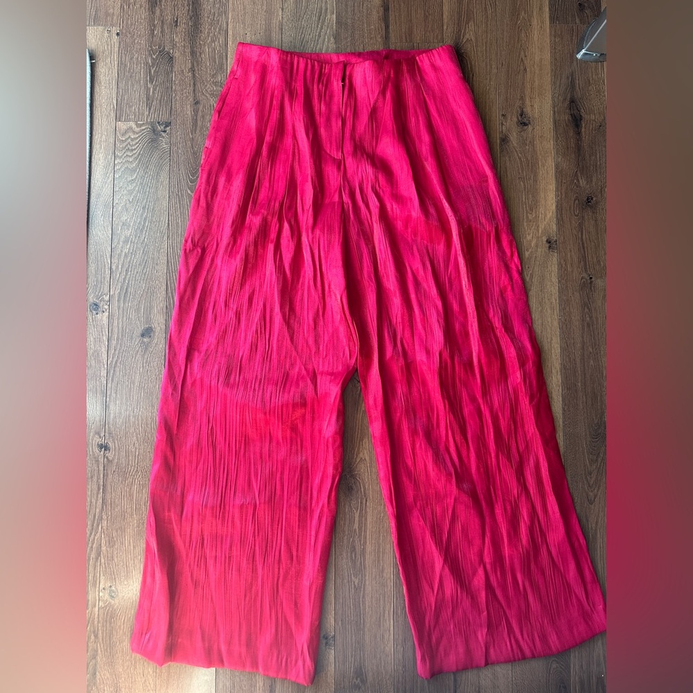 Zara chrome pink wide leg trousers NWOT - Picture 2 of 4